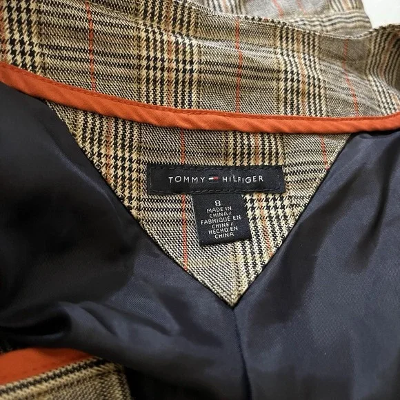 Academia Brown Plaid Y2K Button‎ Up Vtg Tommy Hilfiger Fitted Vest Womens Sz 8 - Picture 4 of 5